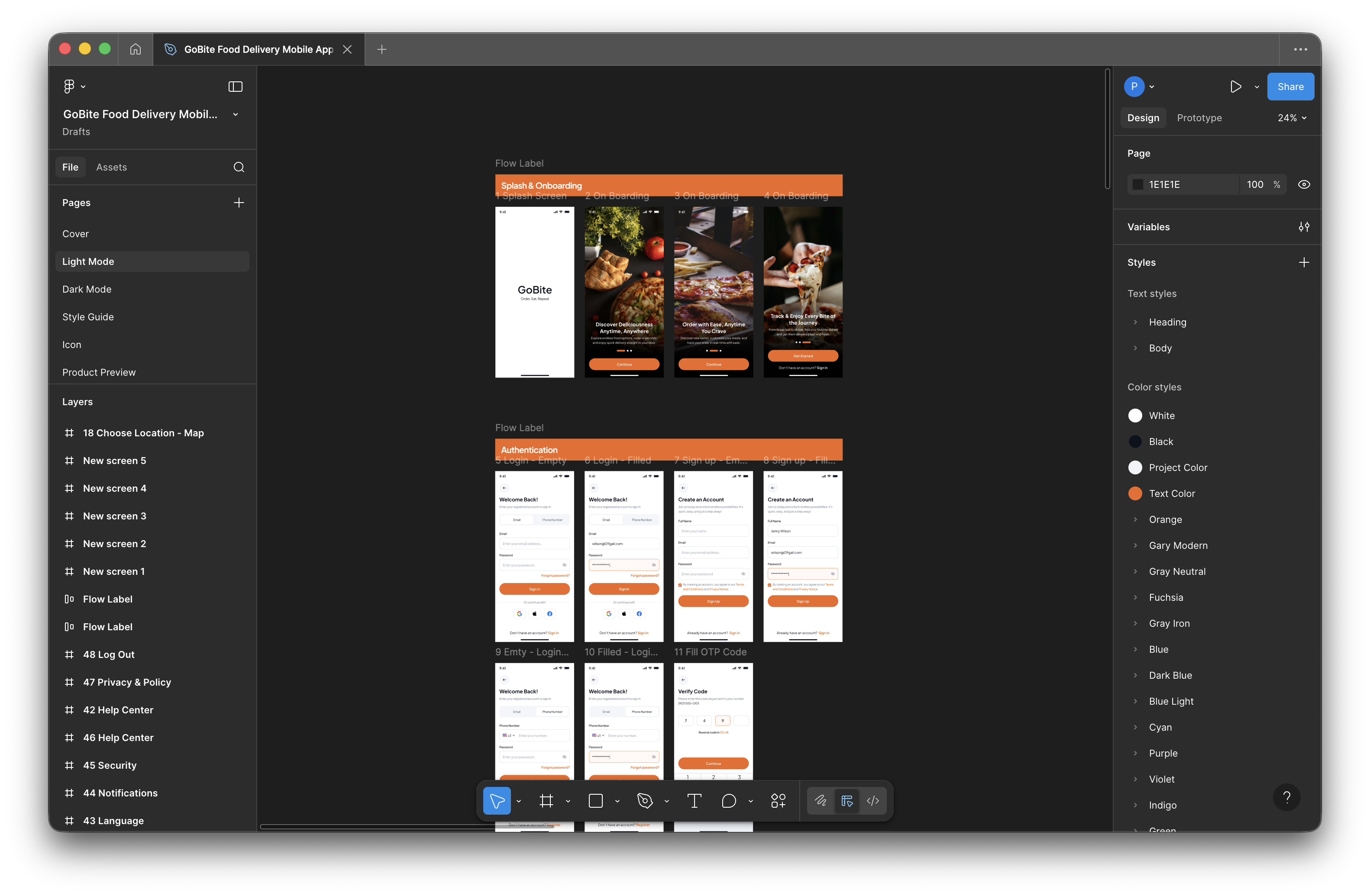 Figma design workspace